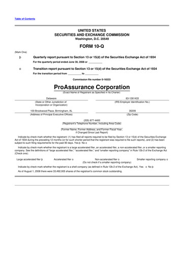 Thumbnail ProAssurance 10-Q Quarterly Report FY 