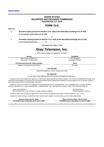 Miniature Gray Media
 10-Q Rapport trimestriel  