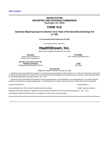 Thumbnail HealthStream 10-Q Quarterly Report FY 