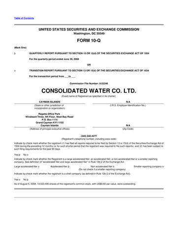 Thumbnail Consolidated Water 10-Q Quarterly Report FY 