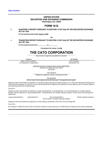 Thumbnail Cato Fashion 10-Q Quarterly Report FY 