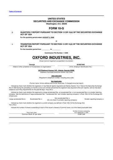 Thumbnail Oxford Industries
 10-Q Quarterly Report FY 