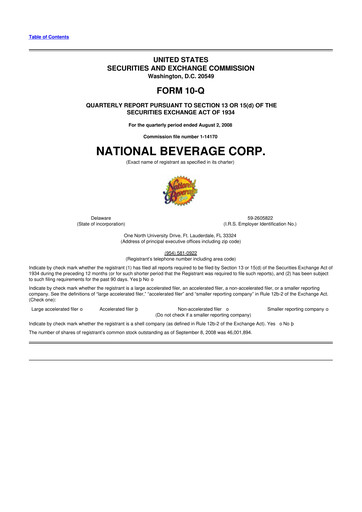Thumbnail National Beverage
 10-Q Quarterly Report FY 