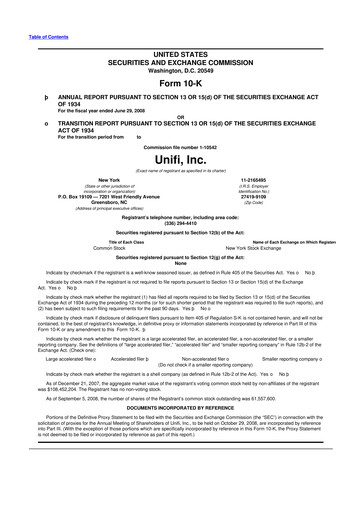 Thumbnail Unifi 10-K Annual Report 