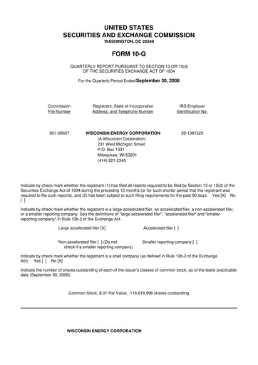 Miniature WEC Energy Group 10-Q Rapport trimestriel  