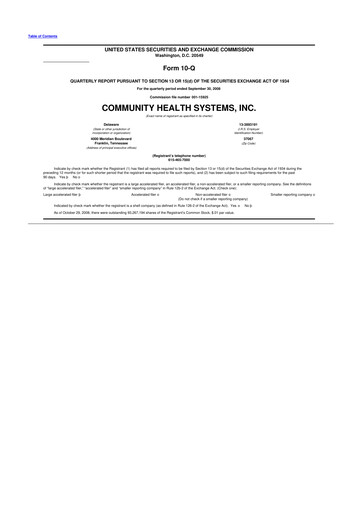 Thumbnail Community Health Systems
 10-Q Quarterly Report FY 