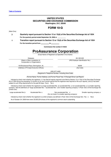 Thumbnail ProAssurance 10-Q Quarterly Report FY 