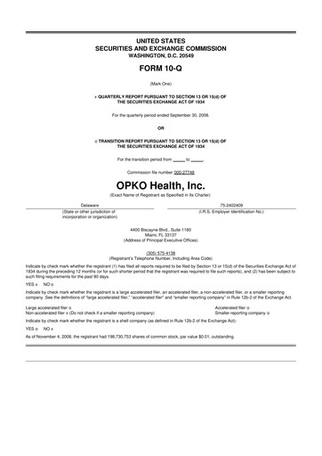 Thumbnail OPKO Health
 10-Q Quarterly Report FY 
