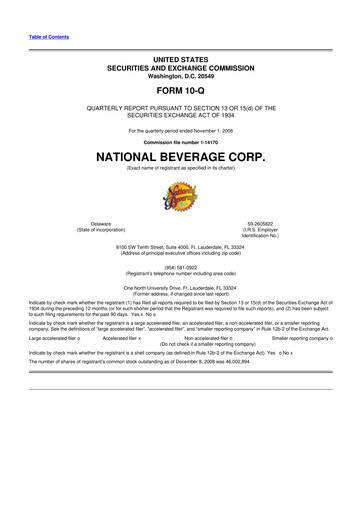 Thumbnail National Beverage
 10-Q Quarterly Report FY 