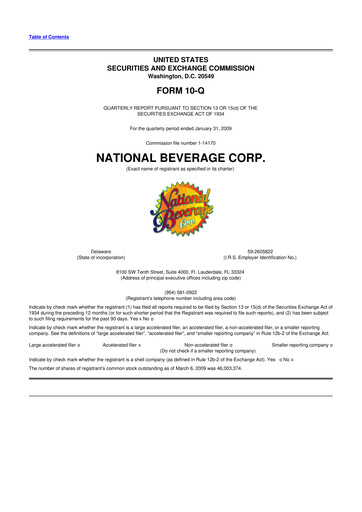 Thumbnail National Beverage
 10-Q Quarterly Report FY 