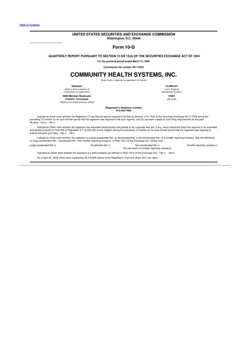 Thumbnail Community Health Systems
 10-Q Quarterly Report FY 