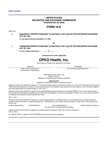 Thumbnail OPKO Health
 10-Q Quarterly Report FY 