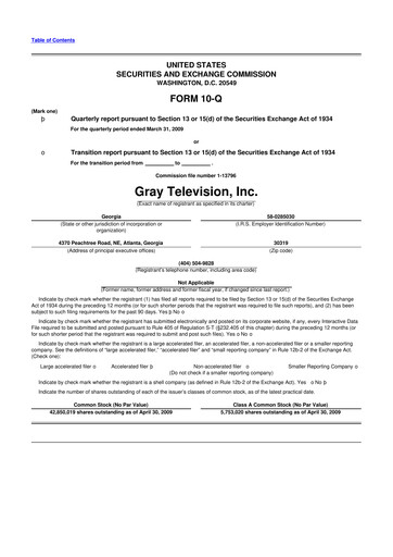 Miniature Gray Media
 10-Q Rapport trimestriel  