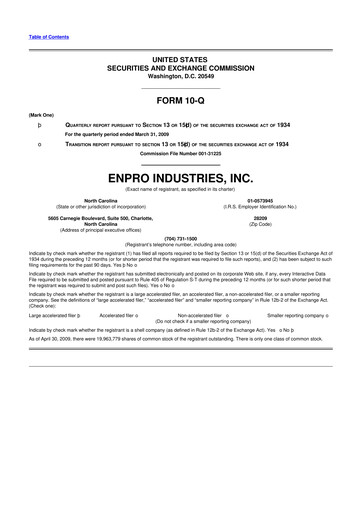 Thumbnail EnPro Industries
 10-Q Quarterly Report FY 
