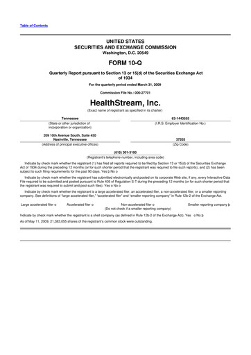 Thumbnail HealthStream 10-Q Quarterly Report FY 