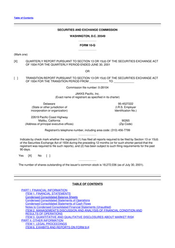 Thumbnail Jakks Pacific
 10-Q Quarterly Report FY 