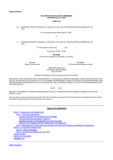 Thumbnail KB Home
 10-Q Quarterly Report FY 