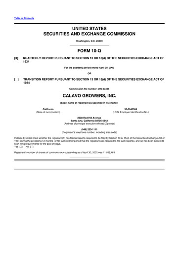 Thumbnail Calavo Growers
 10-Q Quarterly Report FY 