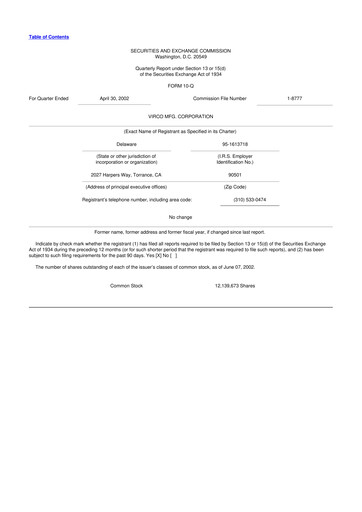 Thumbnail Virco Manufacturing 10-Q Quarterly Report FY 