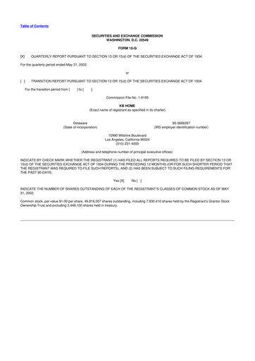 Thumbnail KB Home
 10-Q Quarterly Report FY 