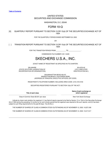 Thumbnail Skechers
 10-Q Quarterly Report FY 