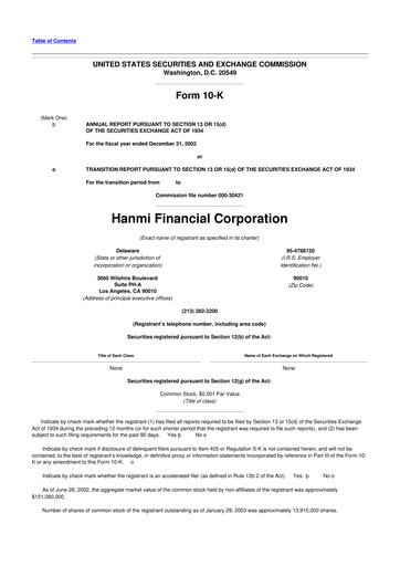Thumbnail Hanmi Financial 10-K Annual Report 