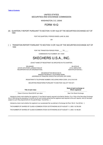 Thumbnail Skechers
 10-Q Quarterly Report FY 