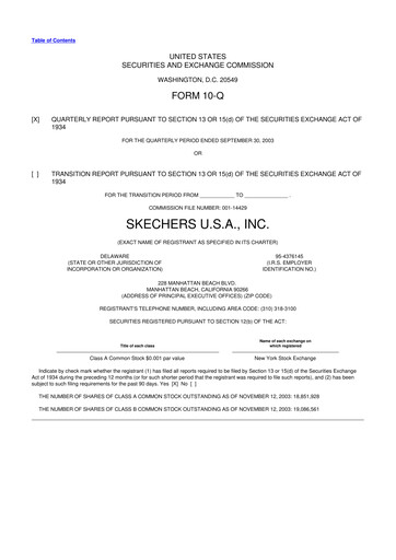 Thumbnail Skechers
 10-Q Quarterly Report FY 