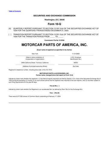 Vorschaubild Motorcar Parts of America 10-Q Quartalsbericht  