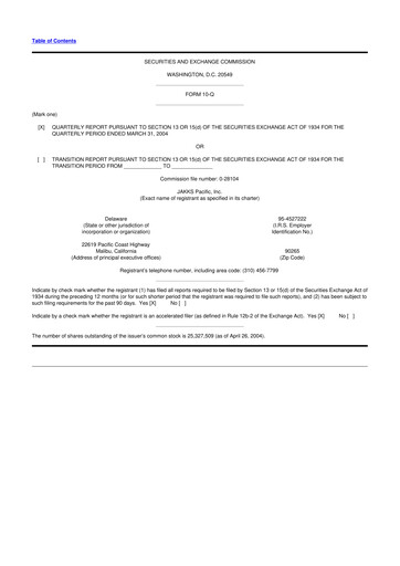 Thumbnail Jakks Pacific
 10-Q Quarterly Report FY 