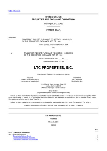 Thumbnail LTC Properties 10-Q Quarterly Report FY 