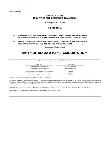 Vorschaubild Motorcar Parts of America 10-Q Quartalsbericht  