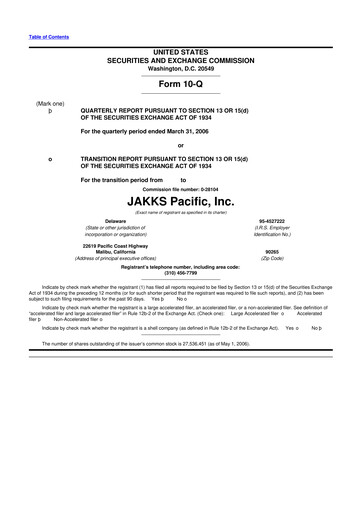 Thumbnail Jakks Pacific
 10-Q Quarterly Report FY 