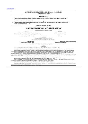 Thumbnail Hanmi Financial 10-K Annual Report 
