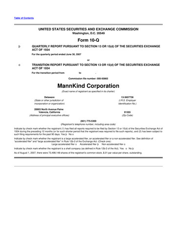 Thumbnail MannKind Corp 10-Q Quarterly Report FY 