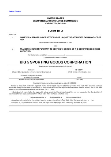 Thumbnail Big 5 Sporting Goods 10-Q Quarterly Report FY 