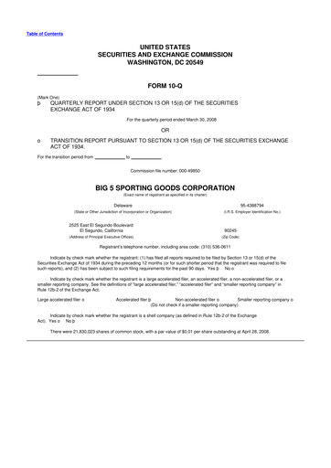 Thumbnail Big 5 Sporting Goods 10-Q Quarterly Report FY 