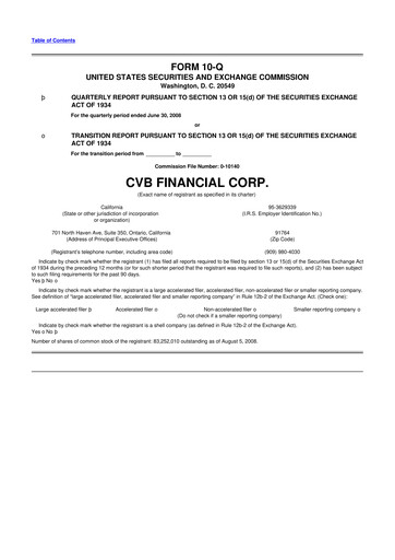 Thumbnail CVB Financial 10-Q Quarterly Report FY 