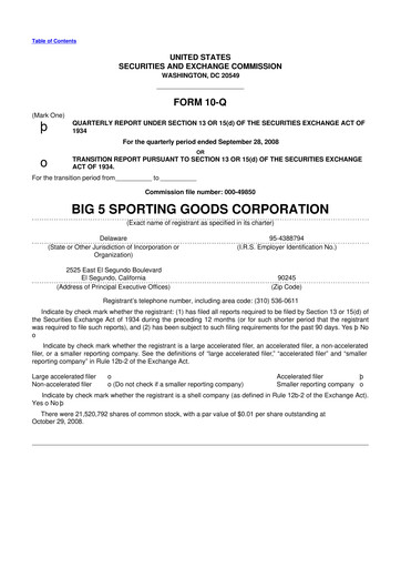 Thumbnail Big 5 Sporting Goods 10-Q Quarterly Report FY 