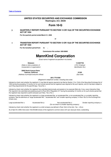Thumbnail MannKind Corp 10-Q Quarterly Report FY 
