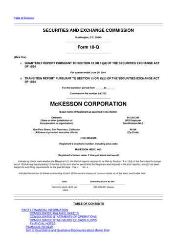 Miniature McKesson 10-Q Rapport trimestriel  