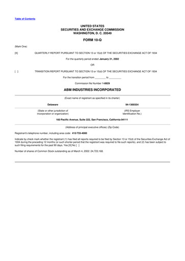 Thumbnail ABM Industries
 10-Q Quarterly Report FY 