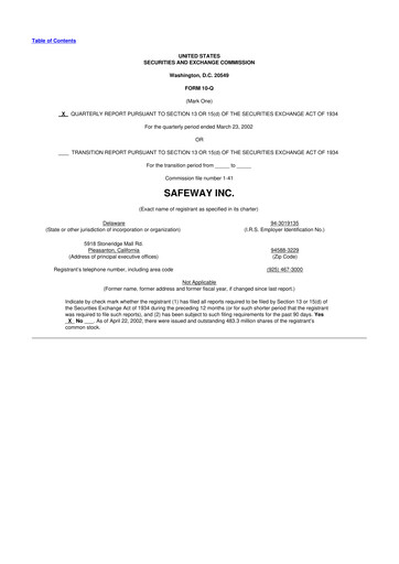 Thumbnail Safeway 10-Q Quarterly Report FY 