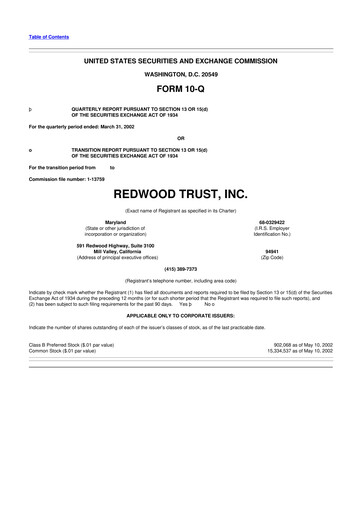 Vorschaubild Redwood Trust 10-Q Quartalsbericht  