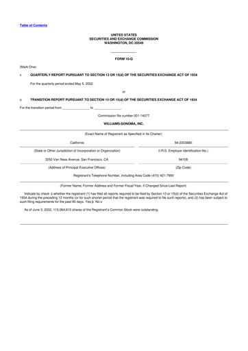 Thumbnail Williams-Sonoma 10-Q Quarterly Report FY 