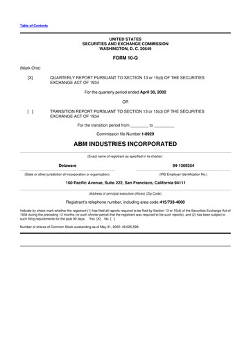 Thumbnail ABM Industries
 10-Q Quarterly Report FY 