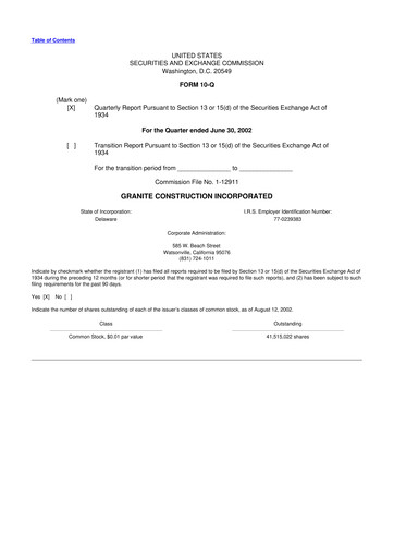 Thumbnail Granite Construction
 10-Q Quarterly Report FY 