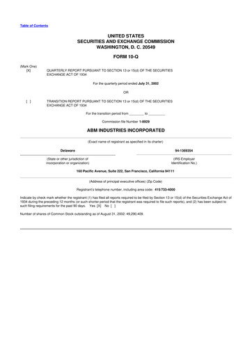 Thumbnail ABM Industries
 10-Q Quarterly Report FY 