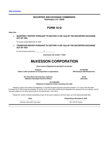 Miniature McKesson 10-Q Rapport trimestriel  