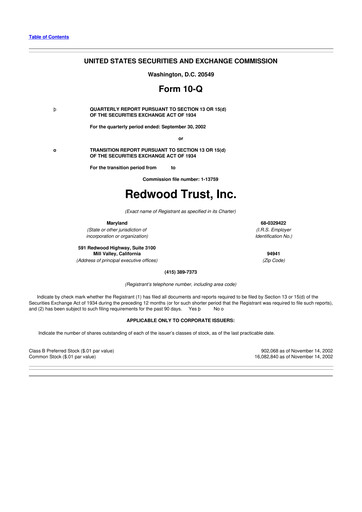 Vorschaubild Redwood Trust 10-Q Quartalsbericht  